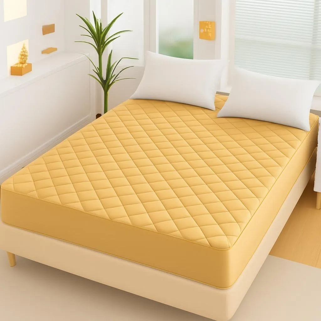 Yellow Quilted Mattress Protector
