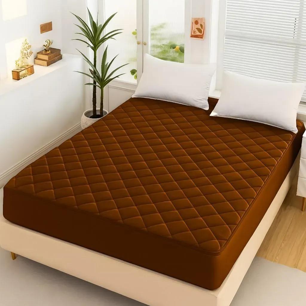Brown Quilted Mattress Protector