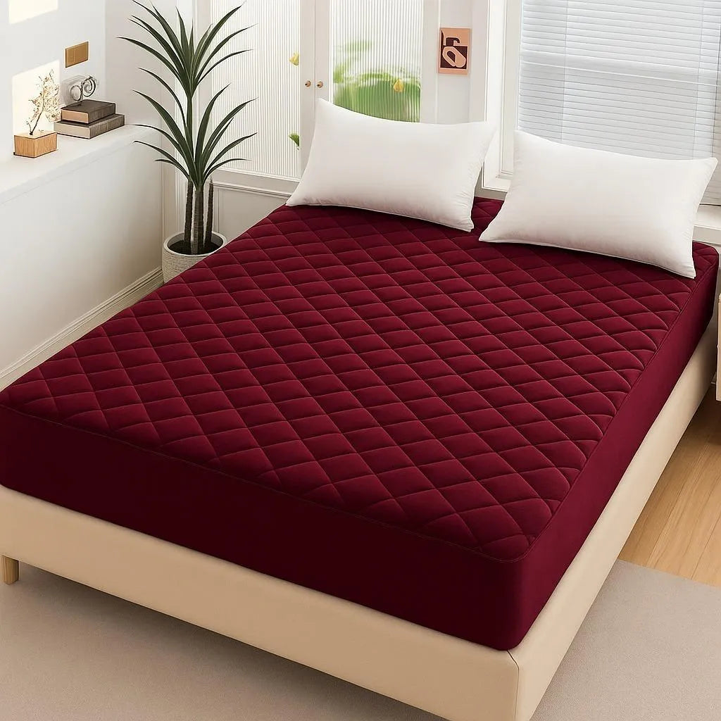Red Quilted Mattress Protector